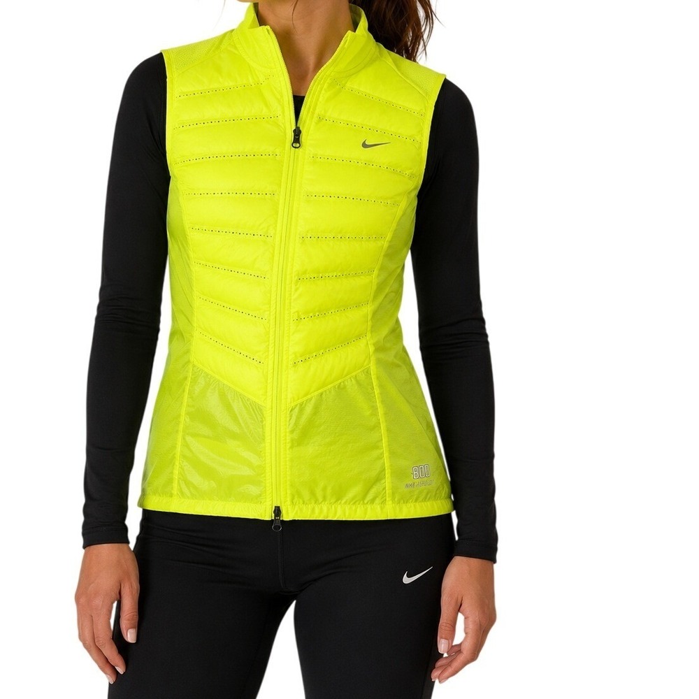 Nike Neon Yellow Aeroloft 800 Running Puffer Vest Women's Small